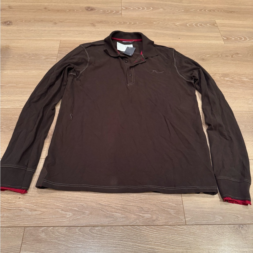 Mexx Men's Brown Long Sleeve Polo Shirt, size XXL